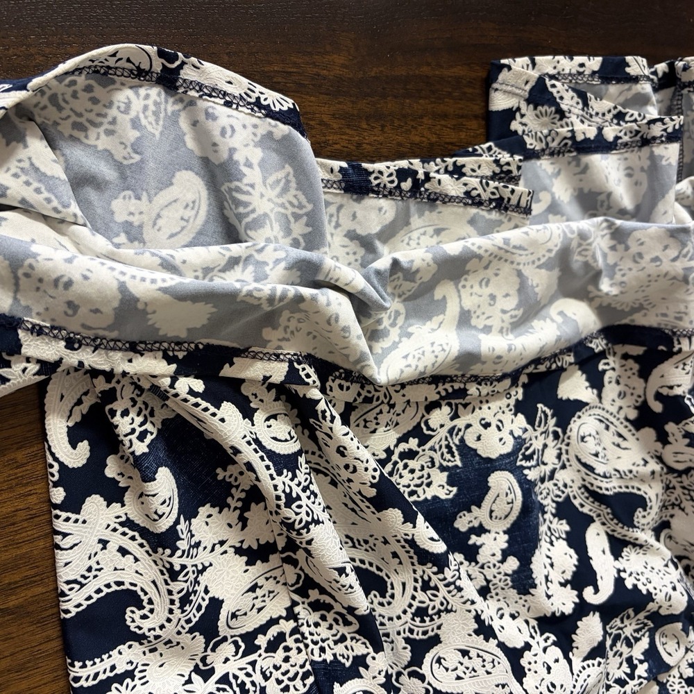 Robert Louis Woman's Skirt Size L Navy Blue Flowy Career Office Classy Versatile - Picture 7 of 14